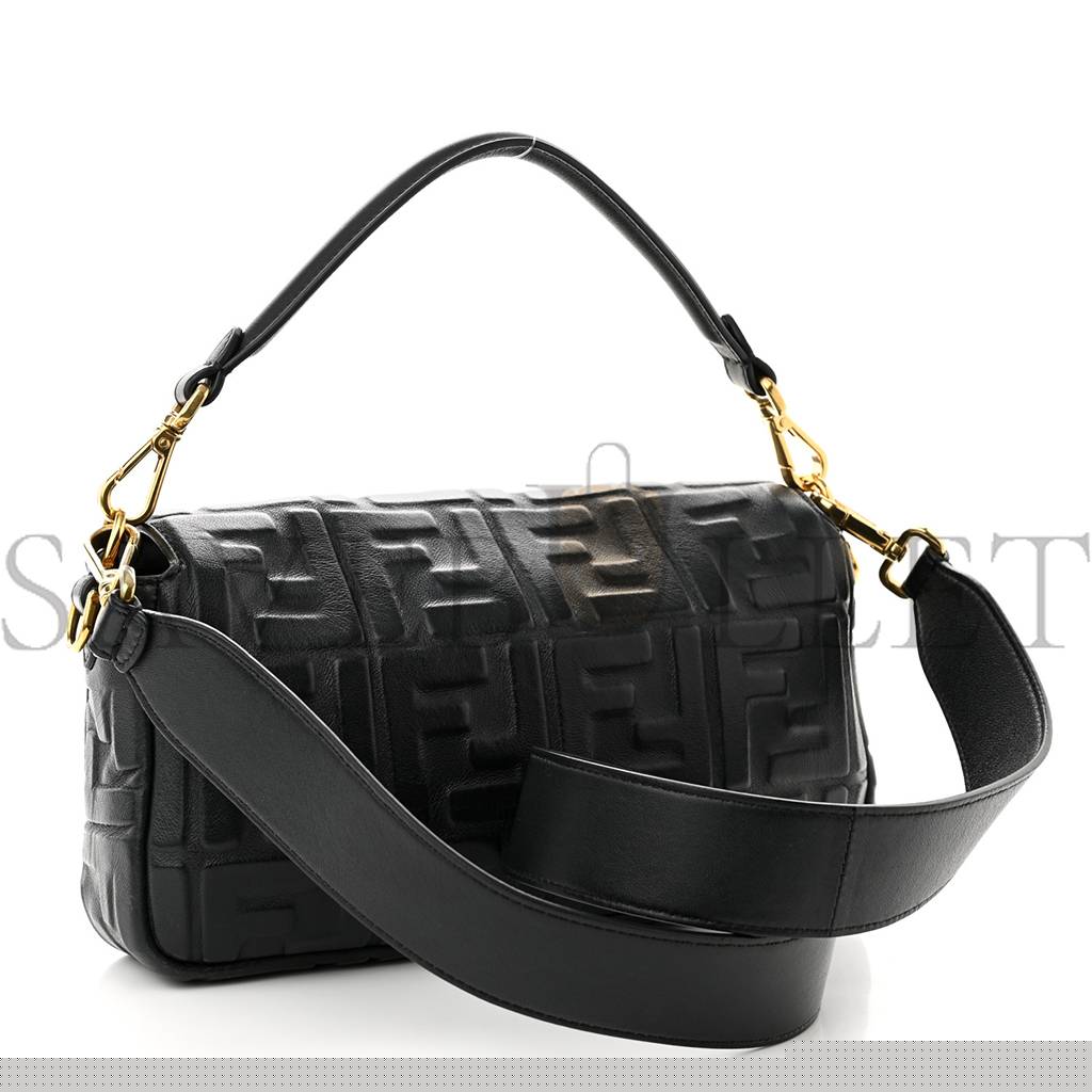 FENDI NAPPA FF 1974 EMBOSSED BAGUETTE BLACK (26*17*5cm)