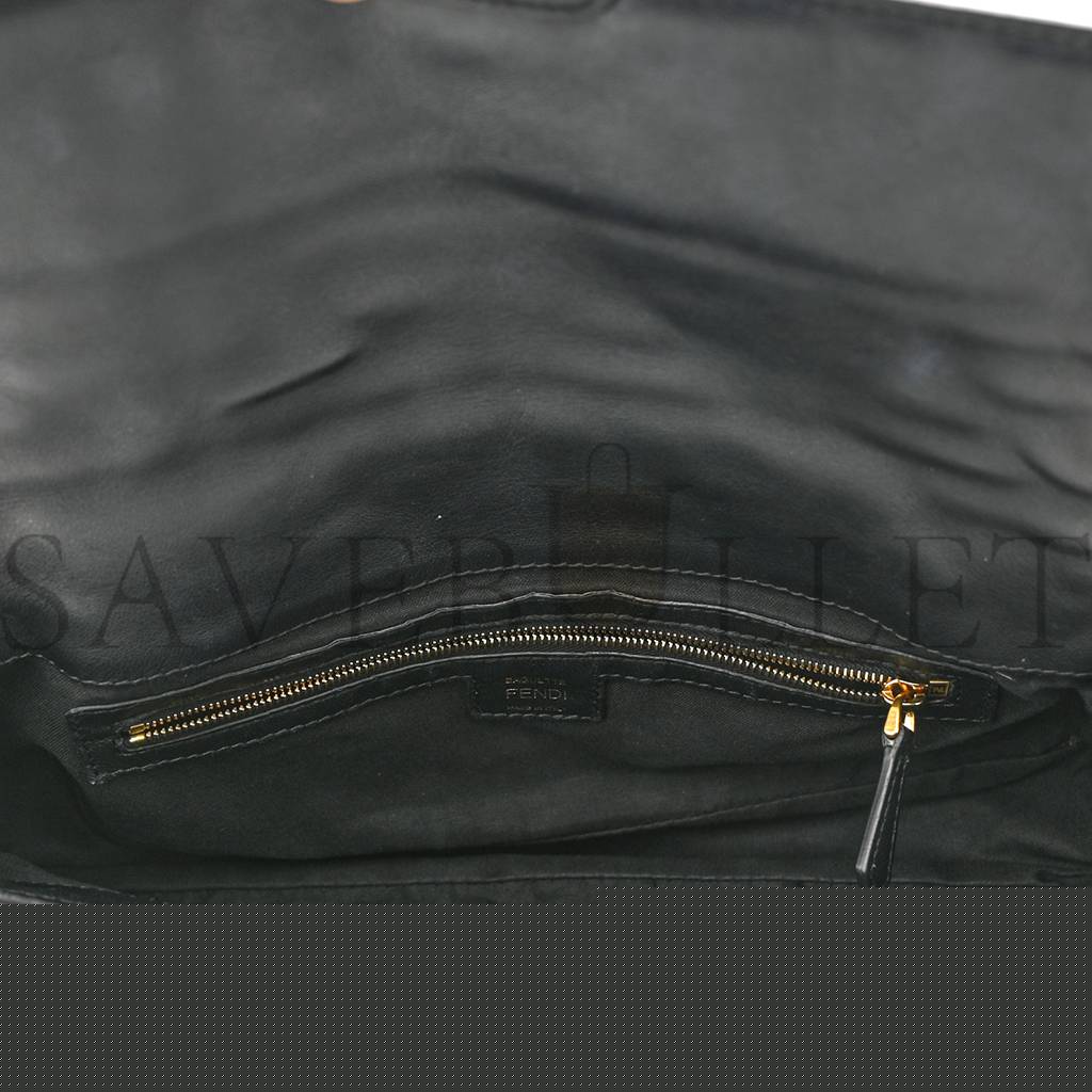 FENDI NAPPA FF 1974 EMBOSSED BAGUETTE BLACK (26*17*5cm)