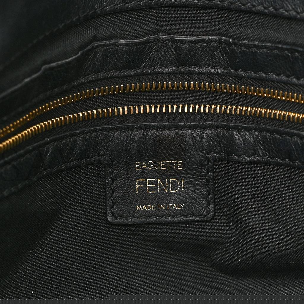 FENDI NAPPA FF 1974 EMBOSSED BAGUETTE BLACK (26*17*5cm)