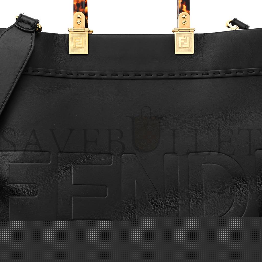 FENDI VITELLO KING PLEXIGLASS MEDIUM FENDI SUNSHINE SHOPPER TOTE BLACK (36*30*17cm)