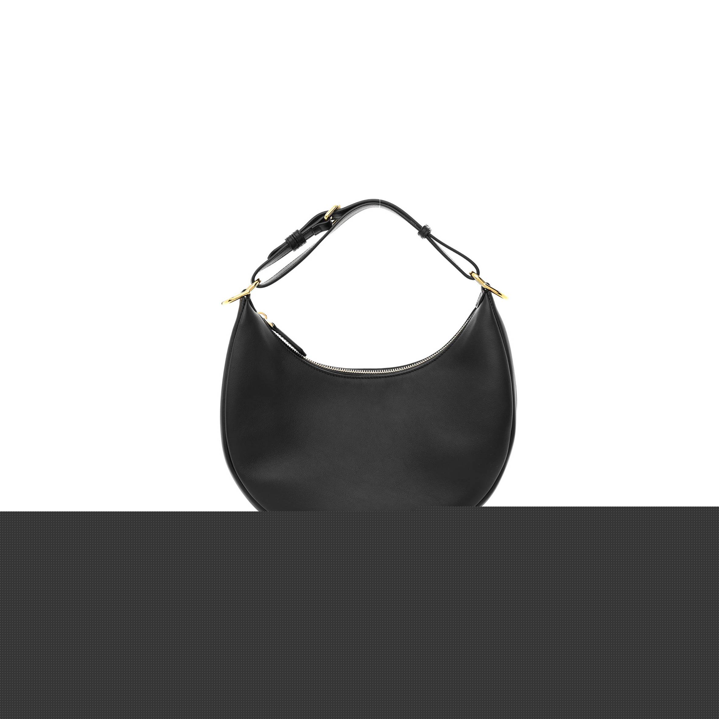 FENDI VITELLO GRACE MATTE SMALL FENDIGRAPHY HOBO BAG BLACK (28*23*10cm)