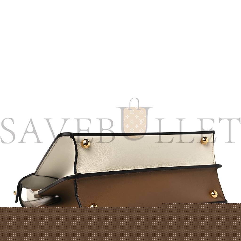 FENDI VITELLO SETA NAPPA PLEXIGLASS BI-COLOR PEEKABOO I SEE U SATCHEL WHITE ICE SAND (20*15*9cm)