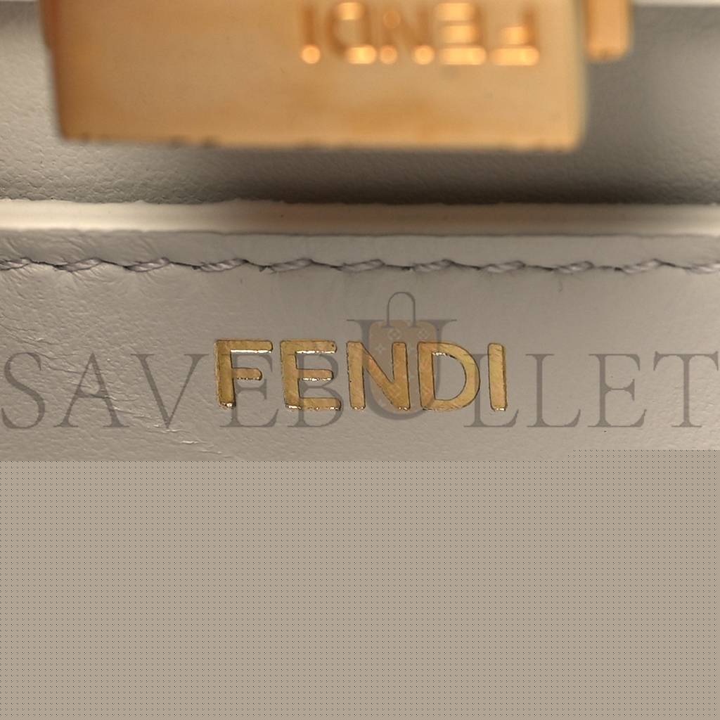 FENDI VITELLO SETA NAPPA PLEXIGLASS BI-COLOR PEEKABOO I SEE U SATCHEL WHITE ICE SAND (20*15*9cm)