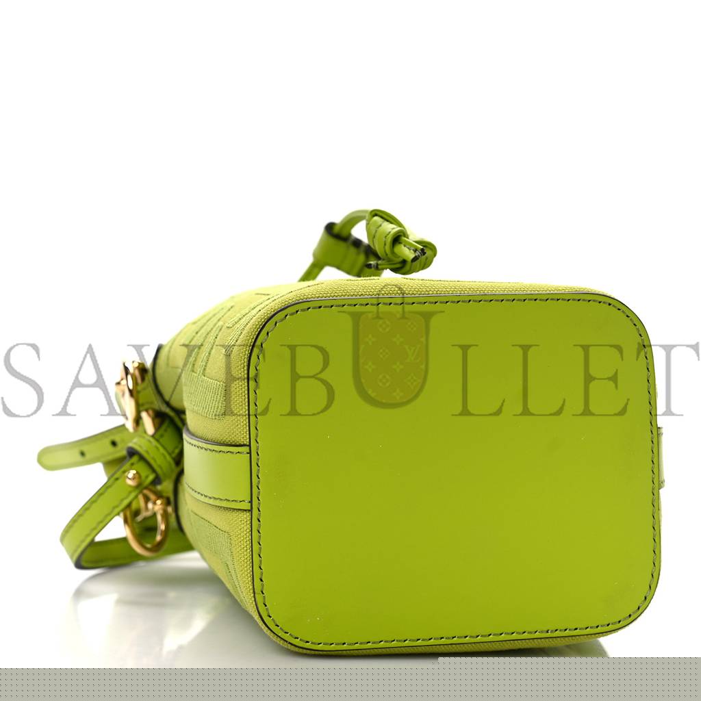 FENDI CANVAS VITELLO GRACE F IS FENDI FF EMBROIDERED MINI MON TRESOR BUCKET BAG WASABI (18*12*10cm)