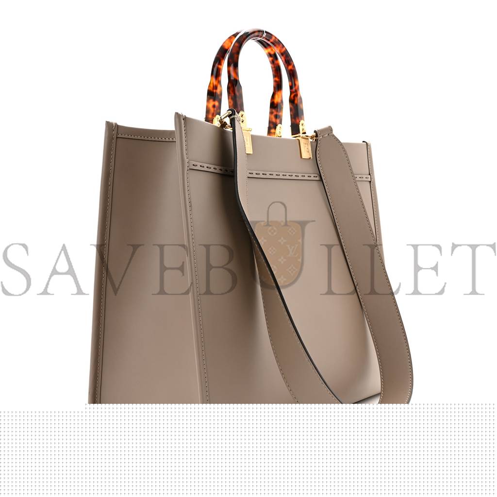 FENDI VITELLO KING PLEXIGLASS LOGO EMBOSSED MEDIUM FENDI SUNSHINE SHOPPER TOTE TORTORA (36*30*16cm)