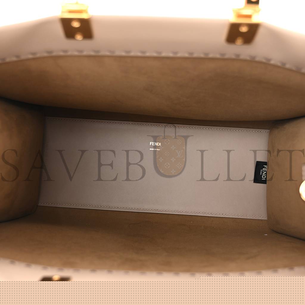 FENDI VITELLO KING PLEXIGLASS LOGO EMBOSSED MEDIUM FENDI SUNSHINE SHOPPER TOTE TORTORA (36*30*16cm)