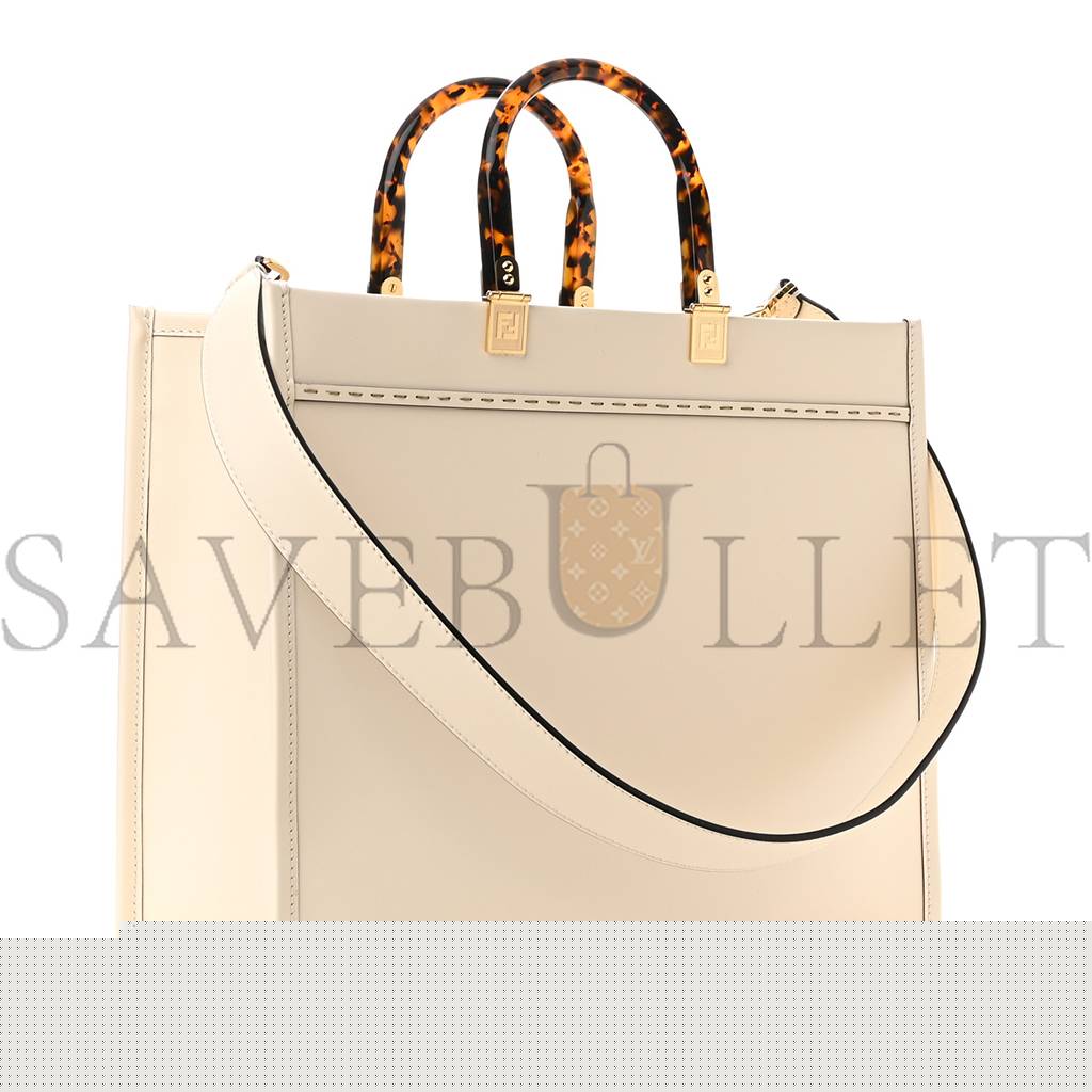 FENDI VITELLO KING PLEXIGLASS MEDIUM FENDI SUNSHINE SHOPPER TOTE WHITE ICE (36*30*15cm)