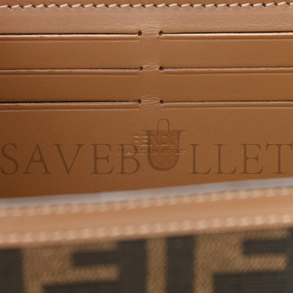 FENDI RECYCLED FABRIC JACQUARD VITELLO KING FF 1974 BAGUETTE SOFT TRUNK TOBACCO MORO SAND (21*15*6cm)