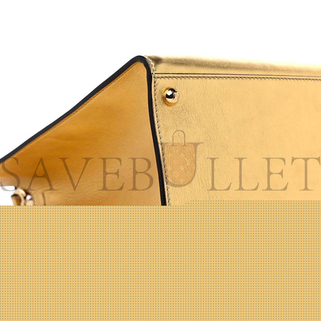 FENDI VITELLO CATALAN MIRROR PLEXIGLASS LOGO EMBOSSED MEDIUM FENDI SUNSHINE SHOPPER TOTE GOLD (36*30*14cm)