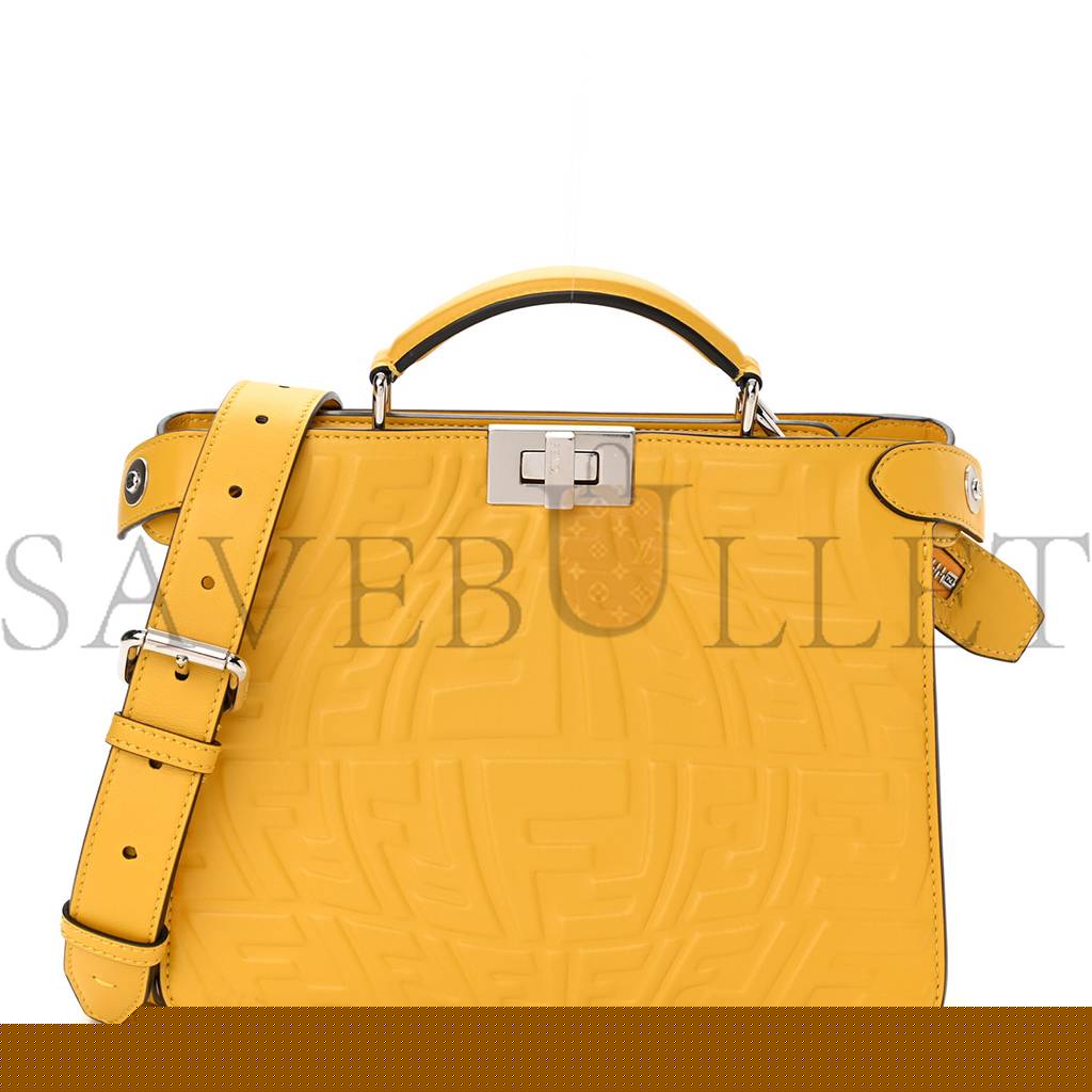 FENDI X SARAH COLEMAN NAPPA FF FISH EYE EMBOSSED MINI PEEKABOO I SEE U SATCHEL MIMOSA (25*20*9cm)