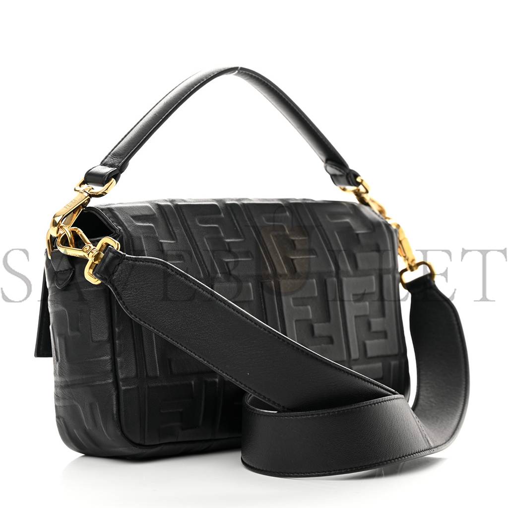 FENDI NAPPA FF 1974 EMBOSSED BAGUETTE BLACK (27*15*6cm)