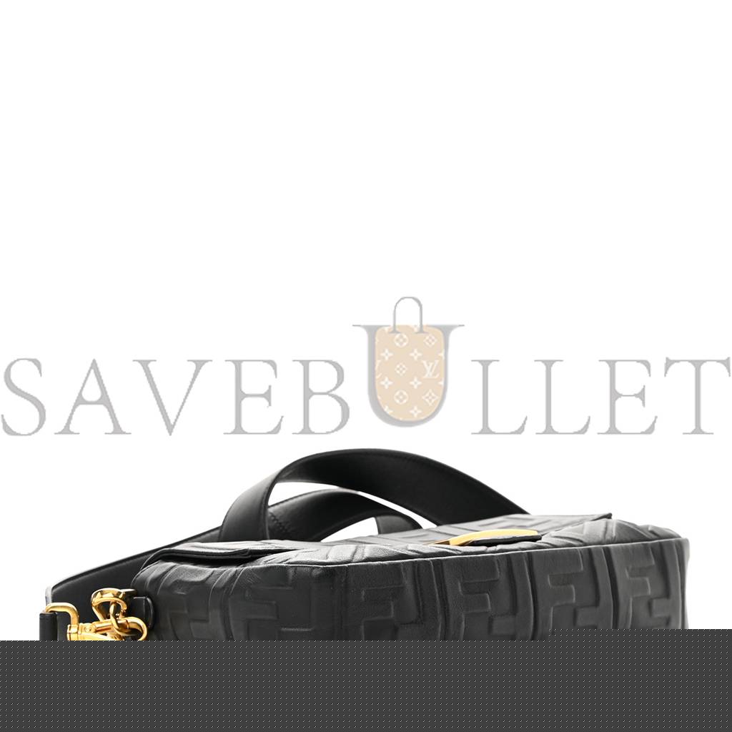FENDI NAPPA FF 1974 EMBOSSED BAGUETTE BLACK (27*15*6cm)