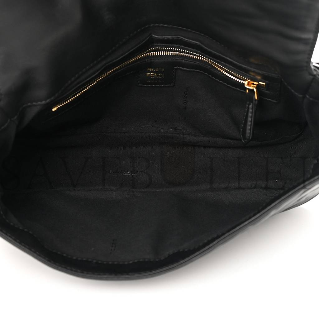 FENDI NAPPA FF 1974 EMBOSSED BAGUETTE BLACK (27*15*6cm)
