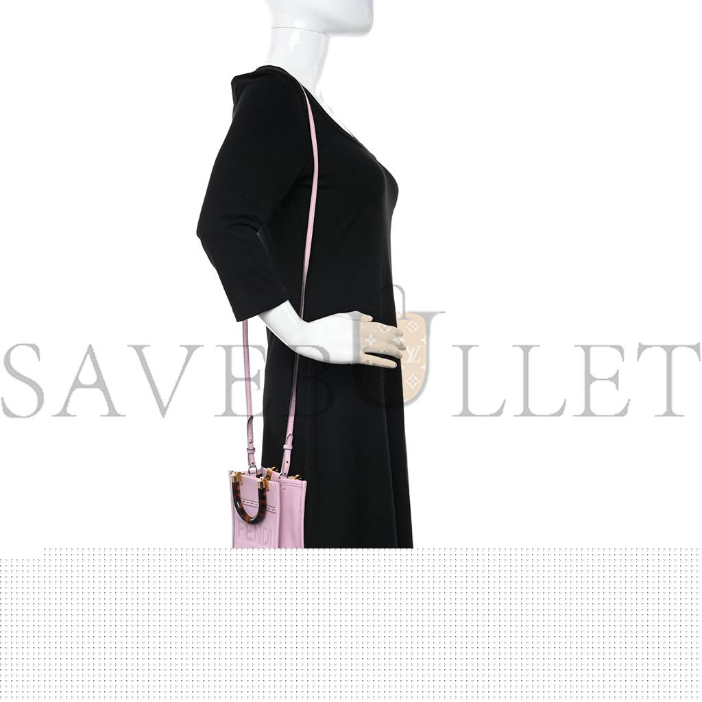 FENDI VITELLO KING PLEXIGLASS MINI FENDI SUNSHINE SHOPPER TOTE LAVANDA (17*13*5cm)