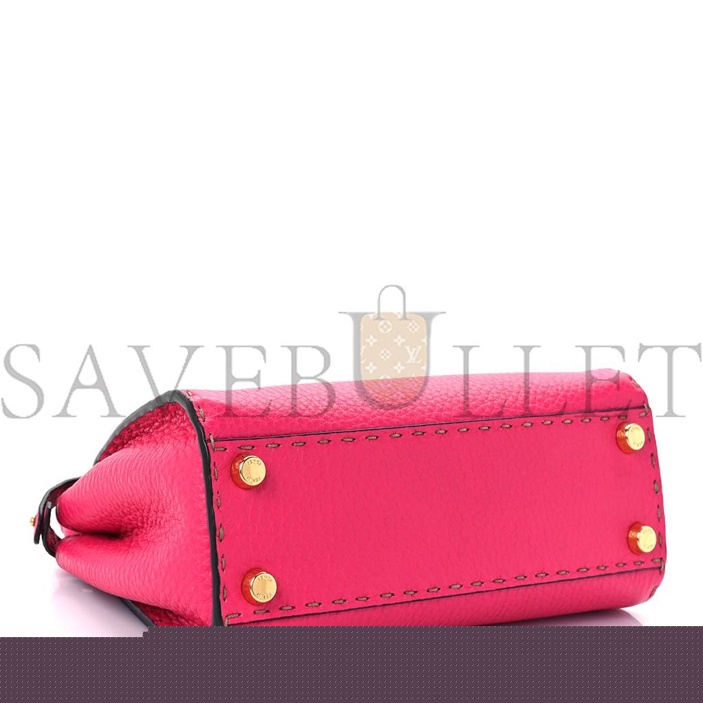 FENDI CUOIO ROMANO SELLERIA MINI PEEKABOO ICONIC SATCHEL FUXIA (23*19*11cm)