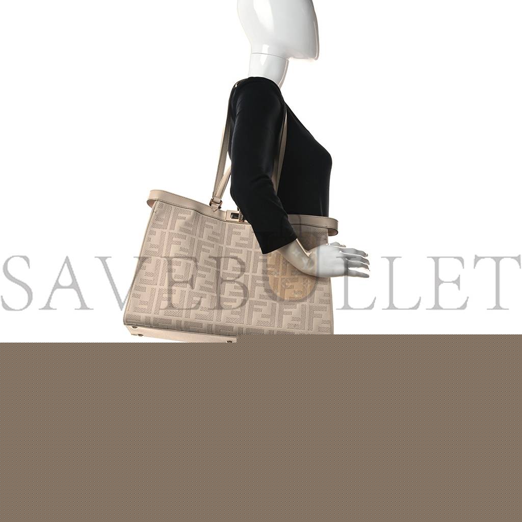 FENDI CANVAS VITELLO KING FF EMBROIDERED MEDIUM PEEKABOO X-TOTE POUDRE (41*29*15cm)