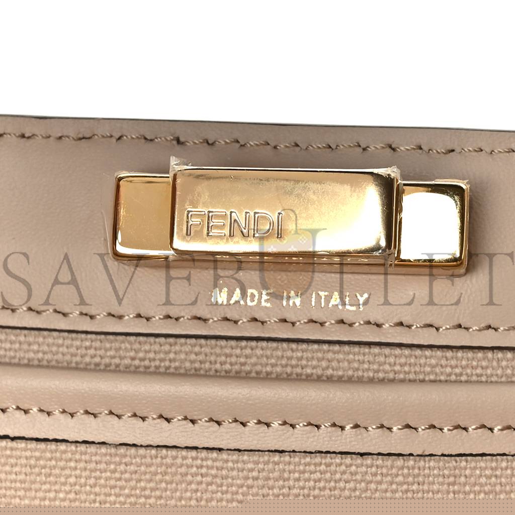 FENDI CANVAS VITELLO KING FF EMBROIDERED MEDIUM PEEKABOO X-TOTE POUDRE (41*29*15cm)
