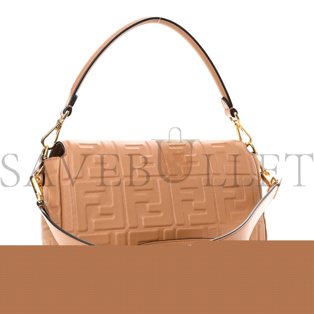 FENDI NAPPA FF 1974 EMBOSSED BAGUETTE MIELE SCURO (25*17*5cm)