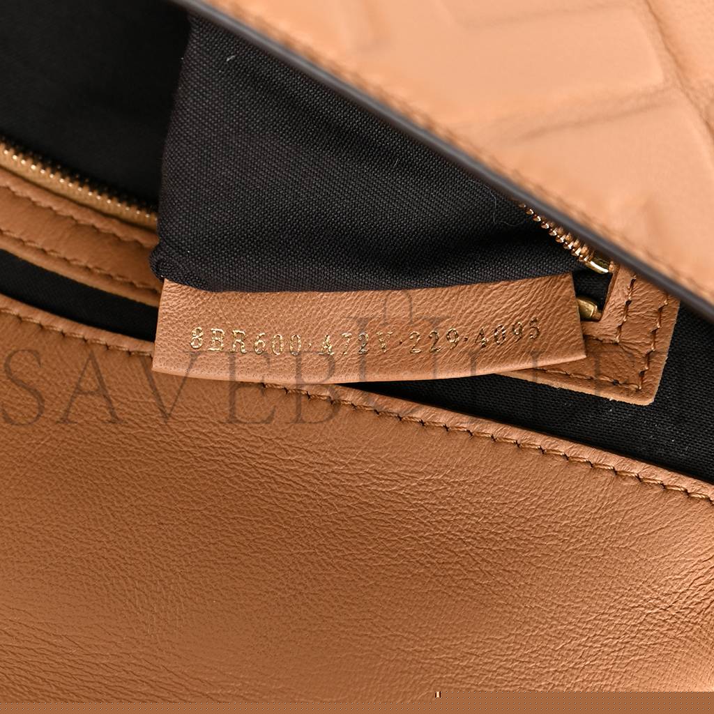 FENDI NAPPA FF 1974 EMBOSSED BAGUETTE MIELE SCURO (25*17*5cm)
