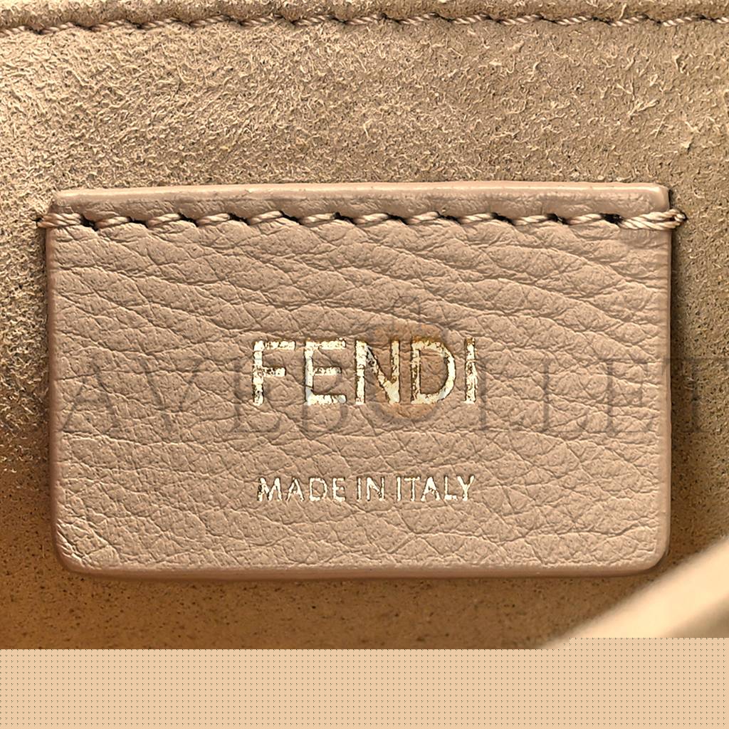 FENDI VITELLO LIBERTY BI-COLOR FF 1974 EMBOSSED CHAIN STRAP KAN U SHOULDER BAG BLACK MAYA (25*20*8cm)