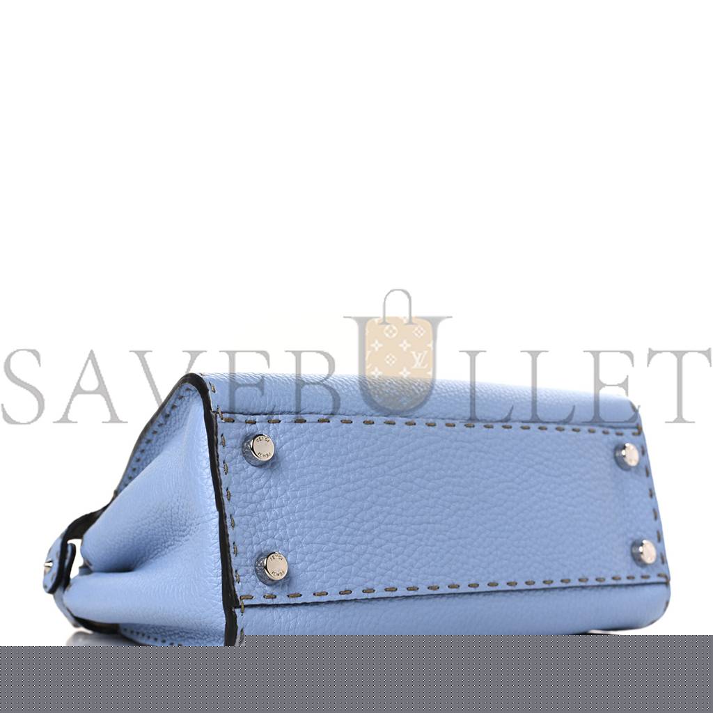 FENDI CUOIO ROMA SELLERIA CHAMOIS BI-COLOR MEDIUM PEEKABOO ICONIC ESSENTIALLY SATCHEL SKY BLUE LATTE (27*21*12cm)