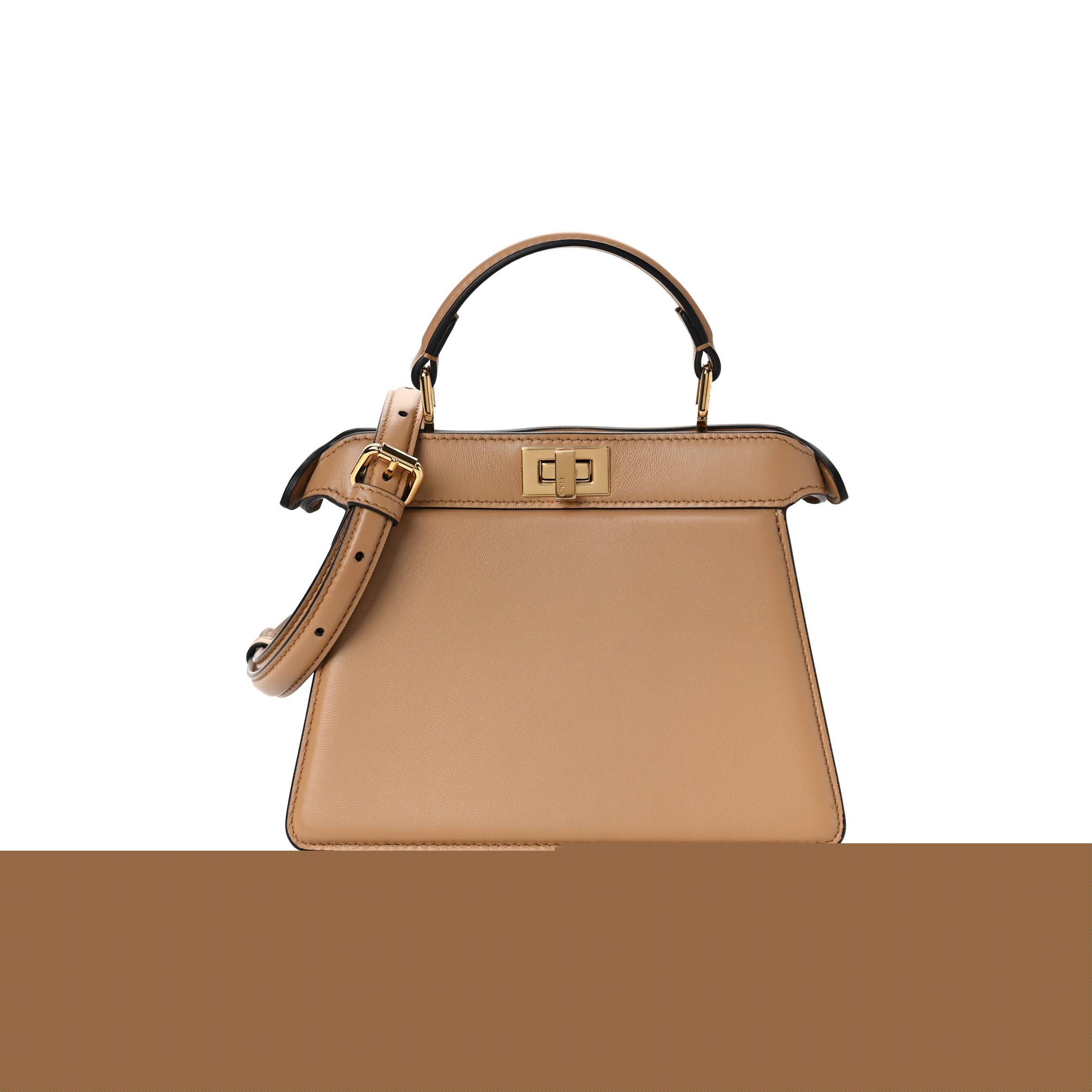 FENDI SHINY NAPPA PETITE PEEKABOO I SEE U SATCHEL MIELE SCURO (20*15*9cm)
