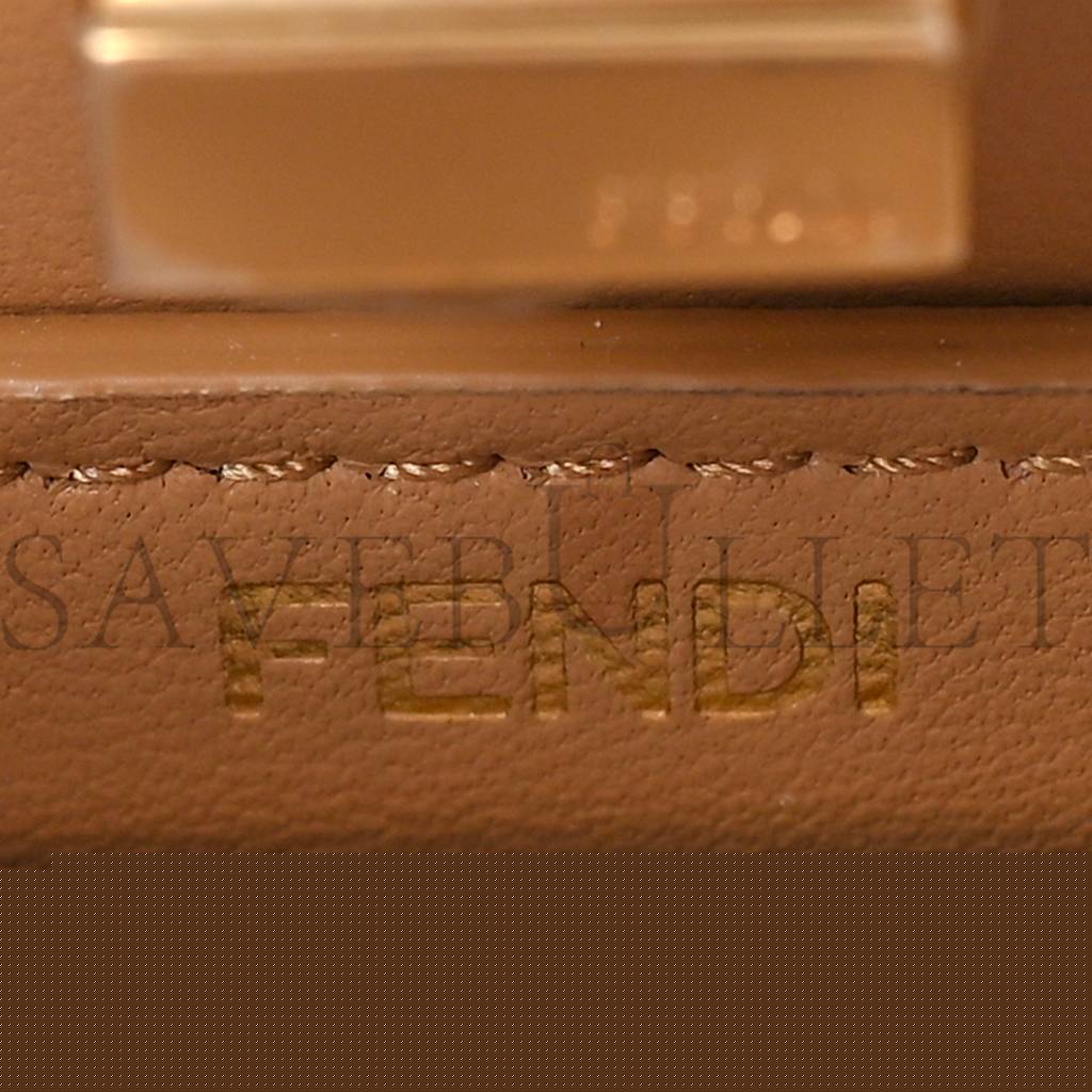 FENDI SHINY NAPPA PETITE PEEKABOO I SEE U SATCHEL MIELE SCURO (20*15*9cm)