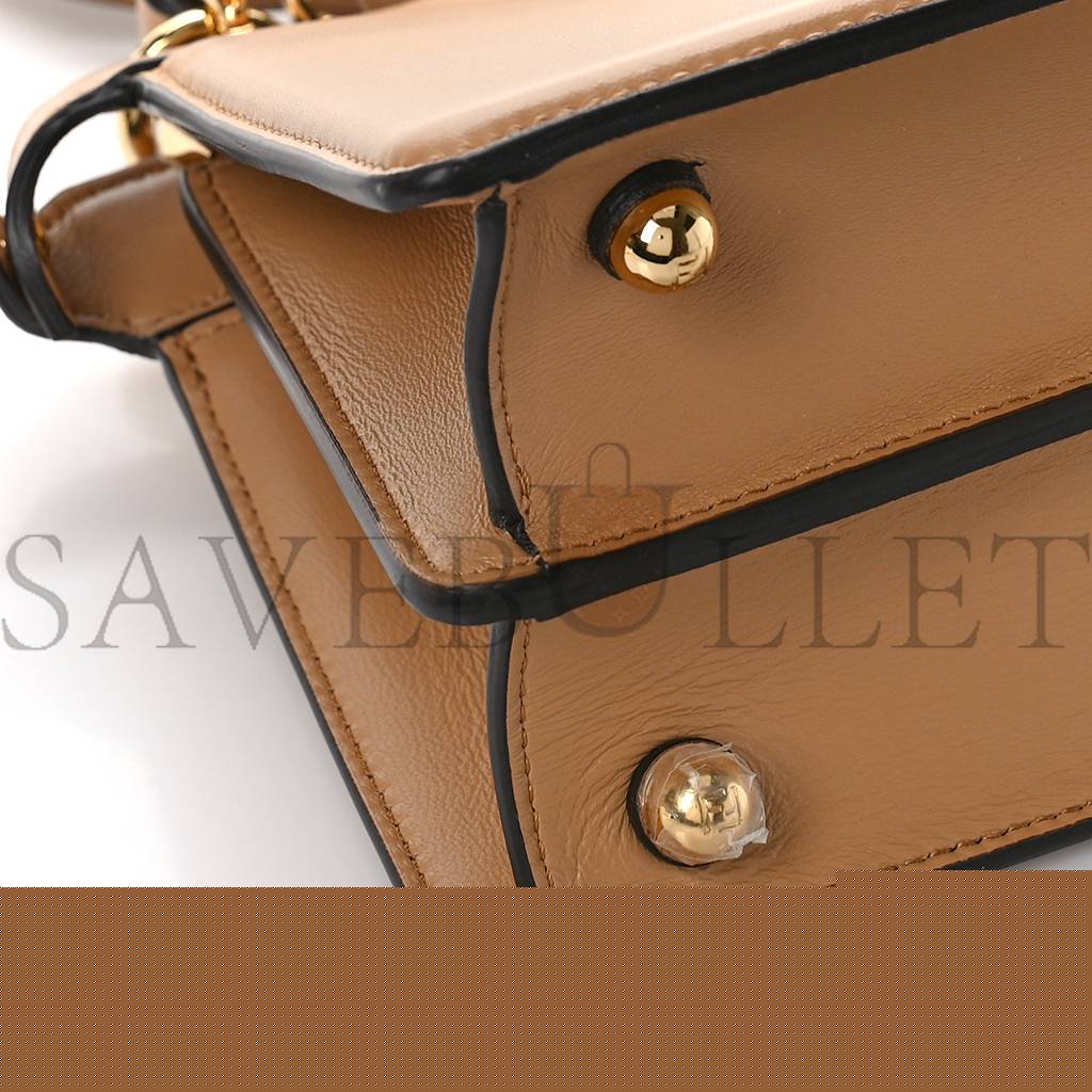 FENDI SHINY NAPPA PETITE PEEKABOO I SEE U SATCHEL MIELE SCURO (20*15*9cm)