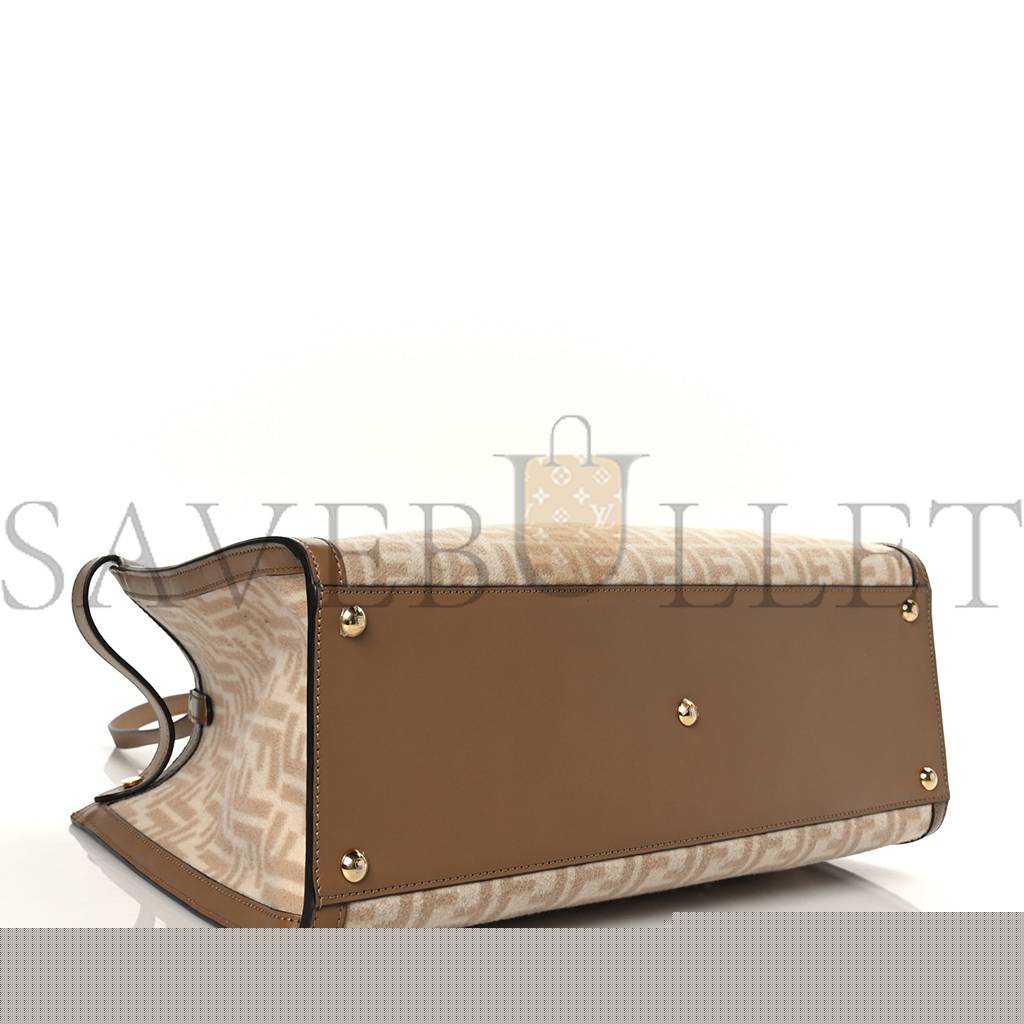FENDI WOOL VITELLO KING SETA FF 1974 MEDIUM PEEKABOO X-TOTE BEIGE CAMMELLO SAND (41*29*15cm)