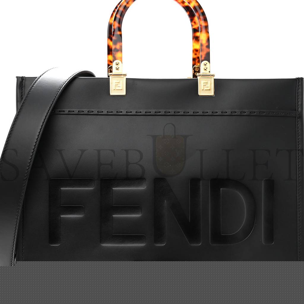 FENDI VITELLO KING PLEXIGLASS MEDIUM FENDI SUNSHINE SHOPPER TOTE BLACK (36*30*15cm)