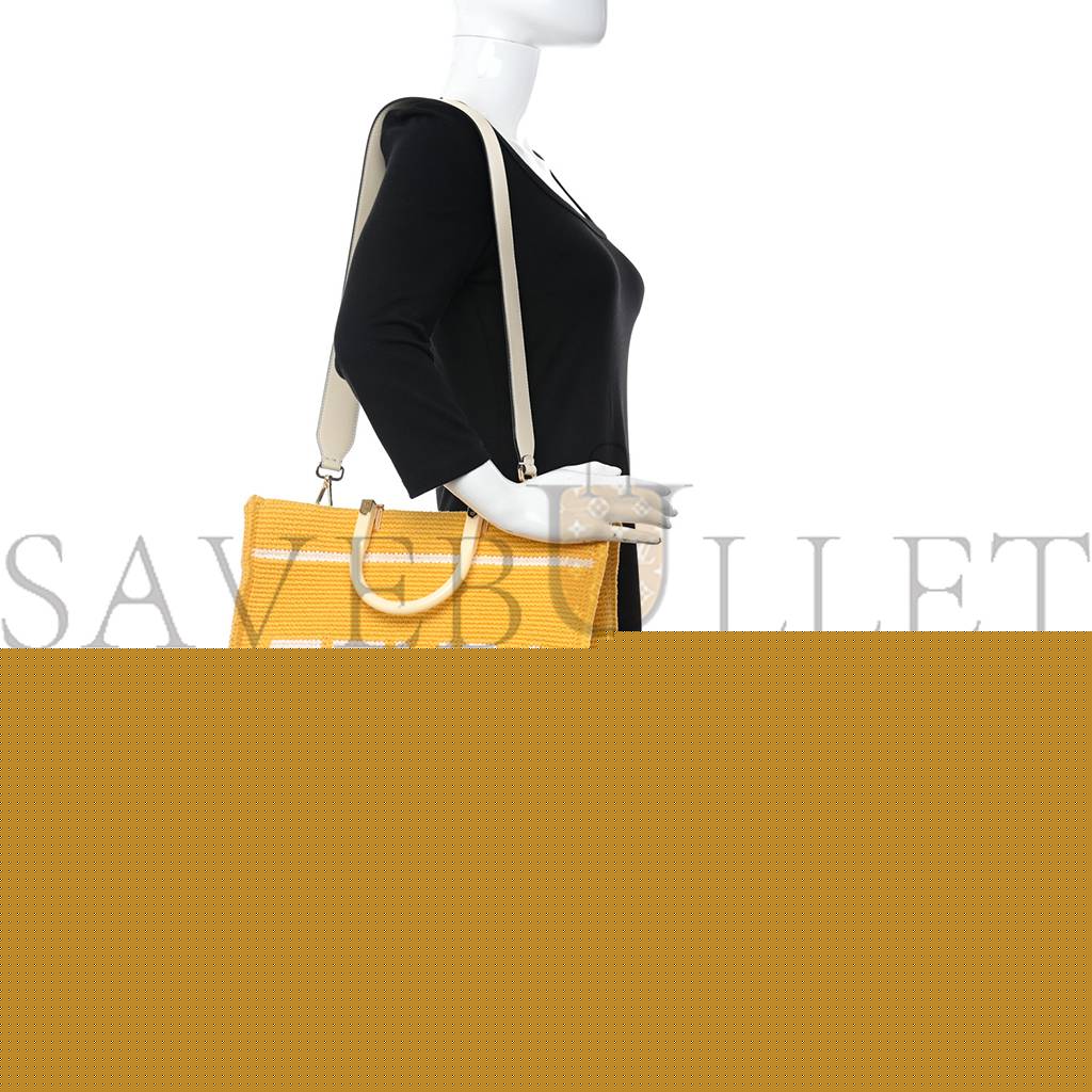 FENDI CROCHET VITELLO KING LOGO PLEXIGLASS MEDIUM FENDI SUNSHINE SHOPPER TOTE MIMOSA PANNA (36*31*15cm)
