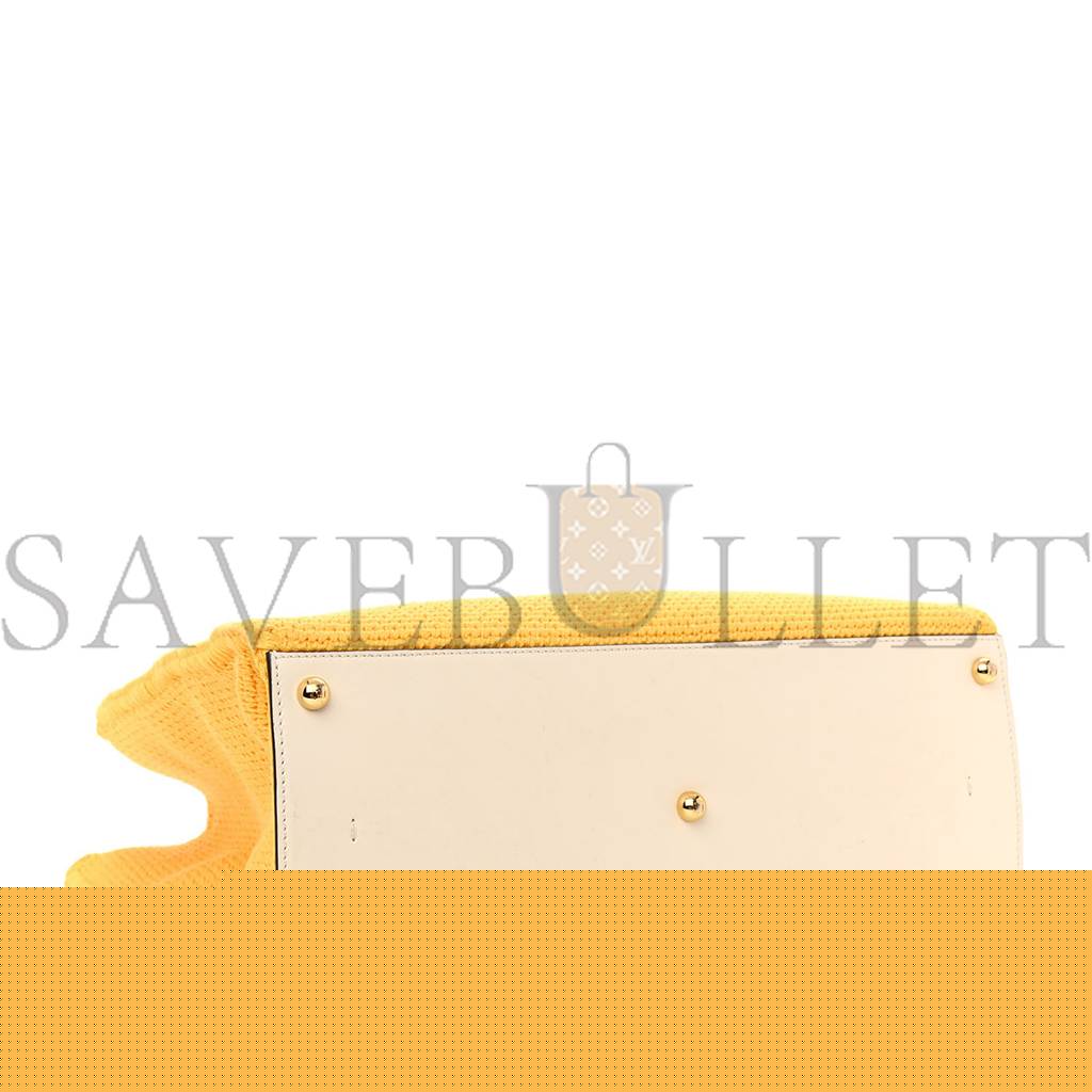 FENDI CROCHET VITELLO KING LOGO PLEXIGLASS MEDIUM FENDI SUNSHINE SHOPPER TOTE MIMOSA PANNA (36*31*15cm)
