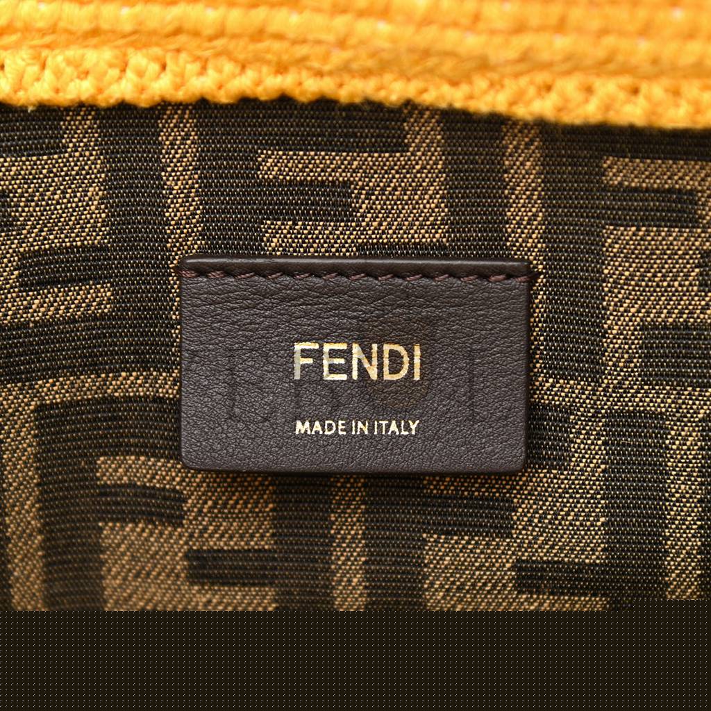 FENDI CROCHET VITELLO KING LOGO PLEXIGLASS MEDIUM FENDI SUNSHINE SHOPPER TOTE MIMOSA PANNA (36*31*15cm)