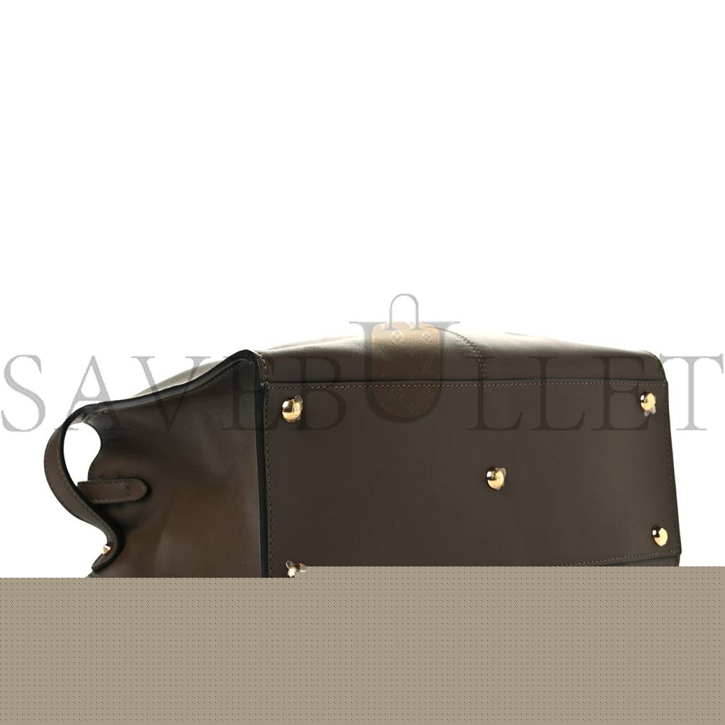 FENDI VITELLO SETA GLAZED FABRIC FF 1974 MEDIUM PEEKABOO X-LITE MAYA MOGANO PANNA (30*25*15cm)