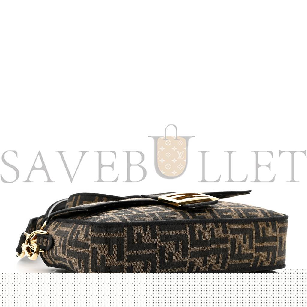 FENDI FABRIC JACQUARD FF 1974 MEDIUM BAGUETTE TOBACCO MORO BLACK (27*14*6cm)