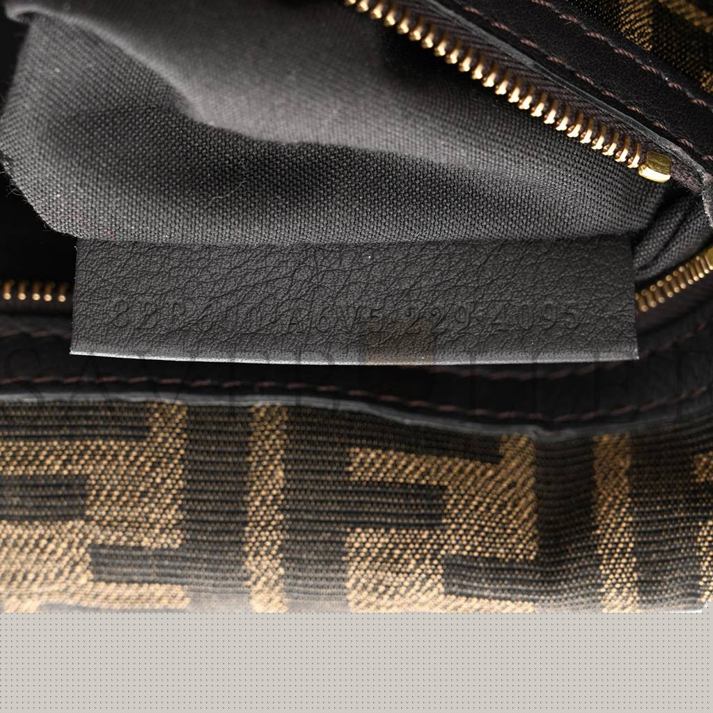FENDI FABRIC JACQUARD FF 1974 MEDIUM BAGUETTE TOBACCO MORO BLACK (27*14*6cm)