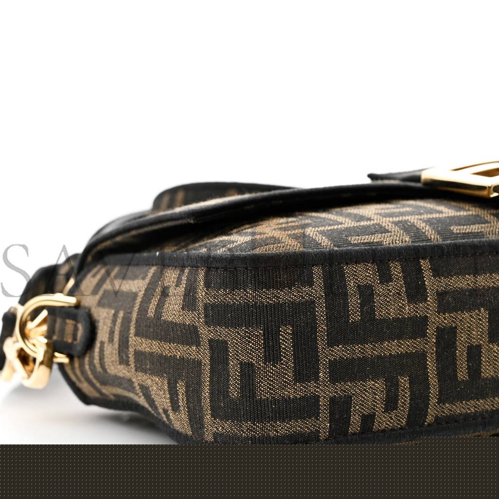 FENDI FABRIC JACQUARD FF 1974 MEDIUM BAGUETTE TOBACCO MORO BLACK (27*14*6cm)