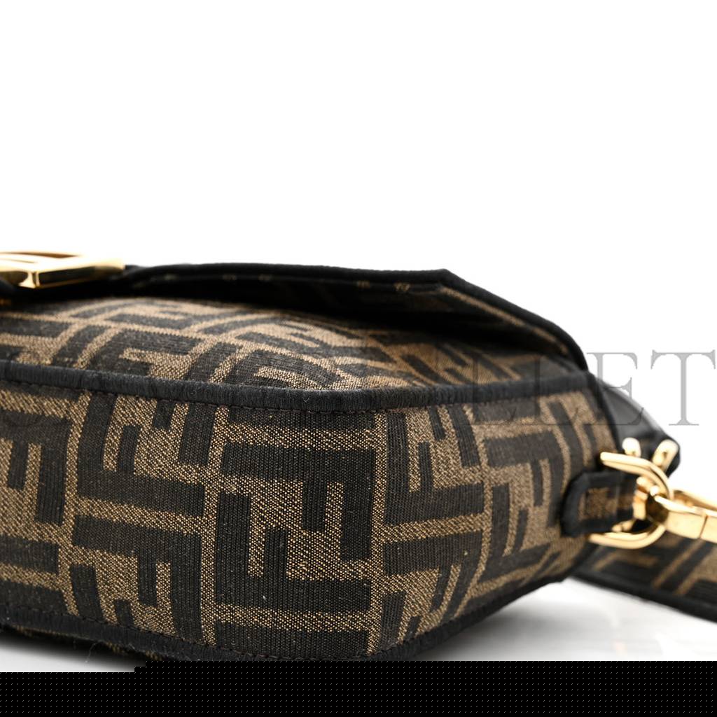 FENDI FABRIC JACQUARD FF 1974 MEDIUM BAGUETTE TOBACCO MORO BLACK (27*14*6cm)
