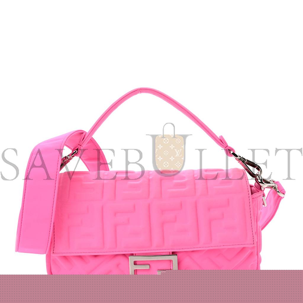 FENDI LYCRA FF 1974 EMBOSSED BAGUETTE ROSA FLUO (27*17*5cm)
