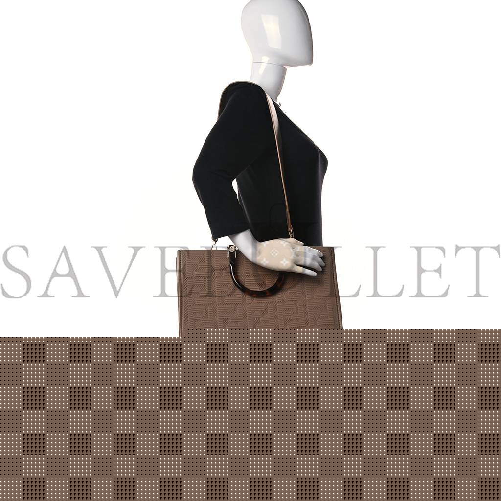 FENDI TECHNICAL FABRIC PLEXIGLASS FF MEDIUM FENDI SUNSHINE SHOPPER TOTE SAND (41*34*19cm)