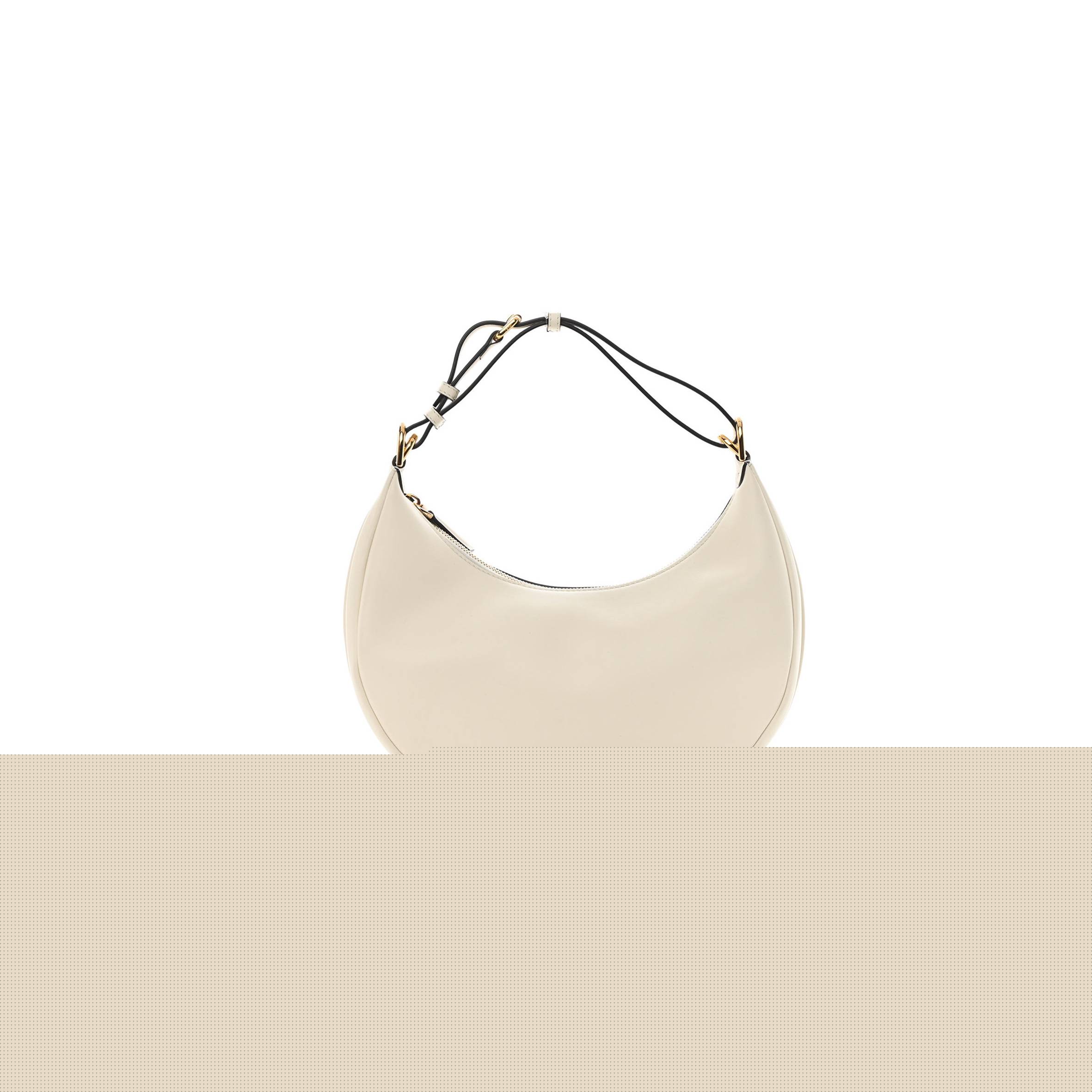 FENDI VITELLO GRACE MATTE SMALL FENDIGRAPHY HOBO BAG WHITE ICE (28*21*8cm)