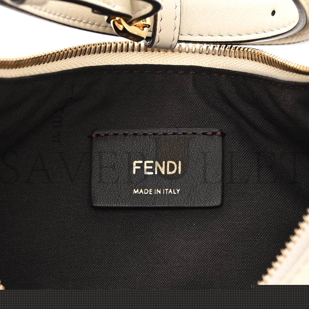 FENDI VITELLO GRACE MATTE SMALL FENDIGRAPHY HOBO BAG WHITE ICE (28*21*8cm)