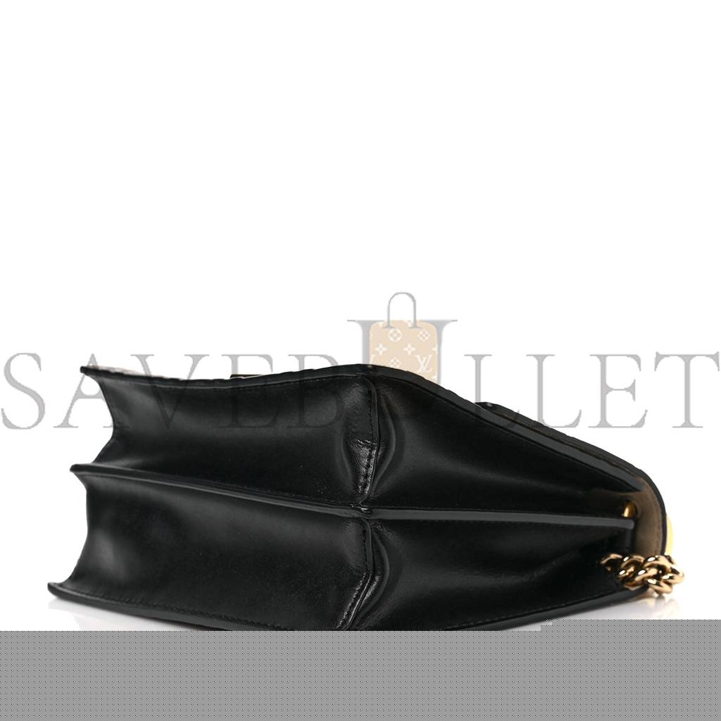 FENDI VITELLO LIBERTY BI-COLOR FF 1974 EMBOSSED SMALL KAN U SHOULDER BAG MAYA BLACK (19*15*8cm)