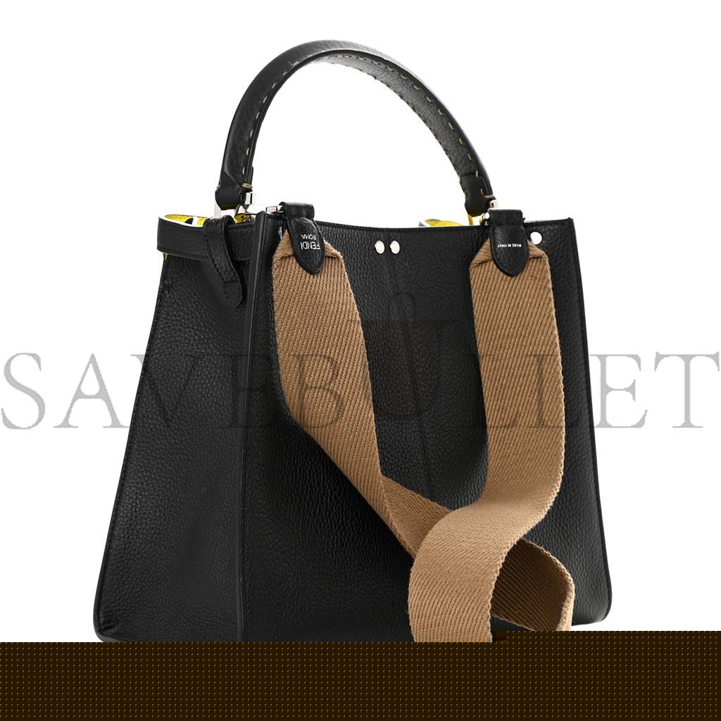 FENDI CUOIO ROMANO FLUO SELLERIA MEDIUM PEEKABOO X-LITE BLACK GIALLO FLUO (29*2*13cm)