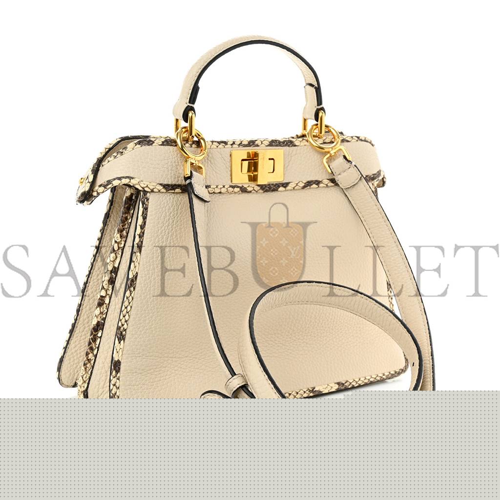 FENDI CUOIO ROMANO ELAPHE CHAMOIS PYTHON PRINT SMALL PEEKABOO I SEE U SATCHEL CAMELIA (27*20*11cm)