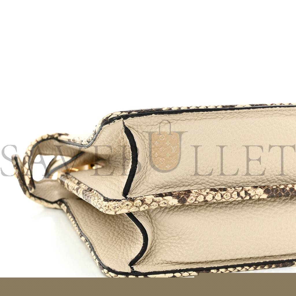 FENDI CUOIO ROMANO ELAPHE CHAMOIS PYTHON PRINT SMALL PEEKABOO I SEE U SATCHEL CAMELIA (27*20*11cm)
