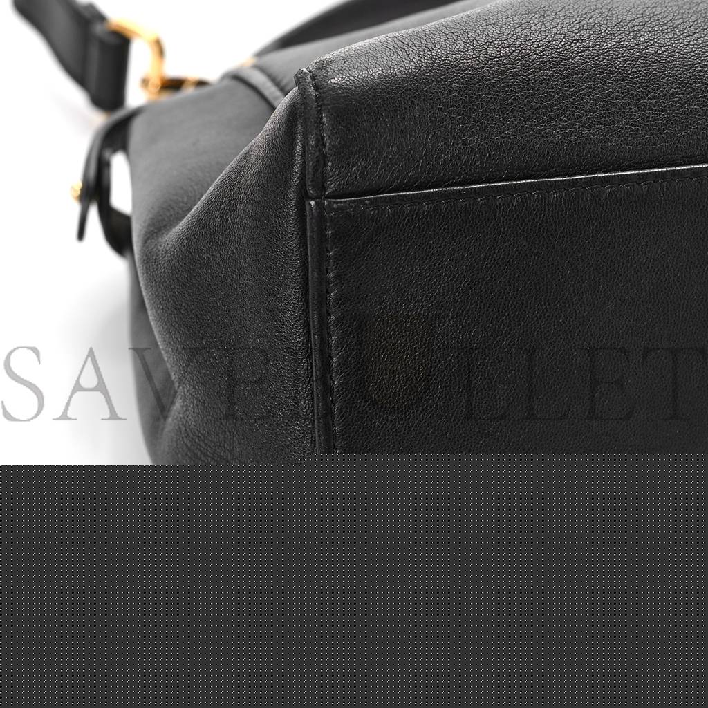 FENDI NAPPA MINI PEEKABOO ICONIC SATCHEL BLACK (23*19*11cm)