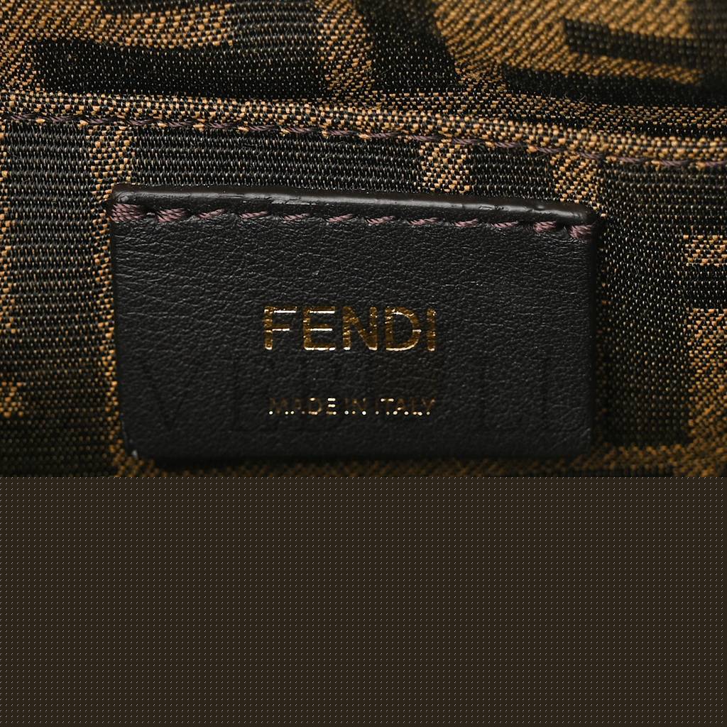 FENDI VITELLO KING PLEXIGLASS LOGO EMBOSSED MINI BY THE WAY TOP HANDLE BOSTON BAG TORTORA (18*11*8cm)