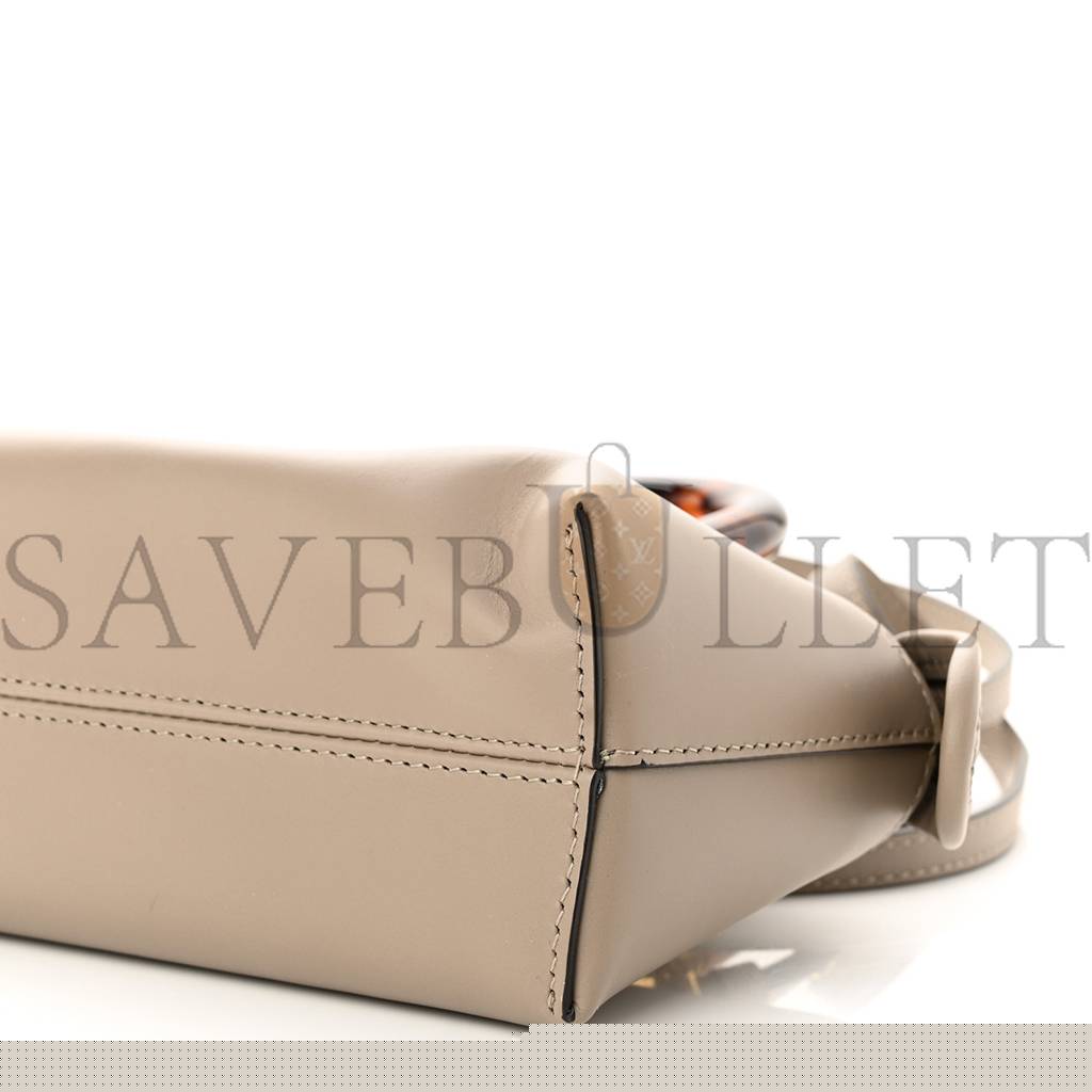 FENDI VITELLO KING PLEXIGLASS LOGO EMBOSSED MINI BY THE WAY TOP HANDLE BOSTON BAG TORTORA (18*11*8cm)