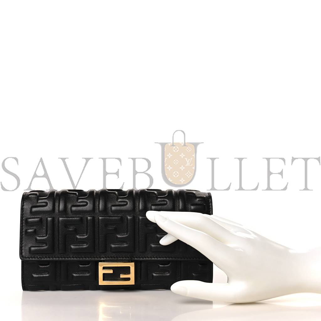 FENDI NAPPA FF EMBOSSED CONTINENTAL WALLET BLACK (19*10*3cm)